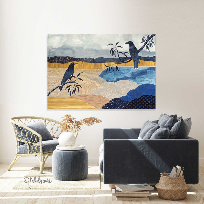 Currawongs at the Billabong, Limited Edition Signed Fine Art Print