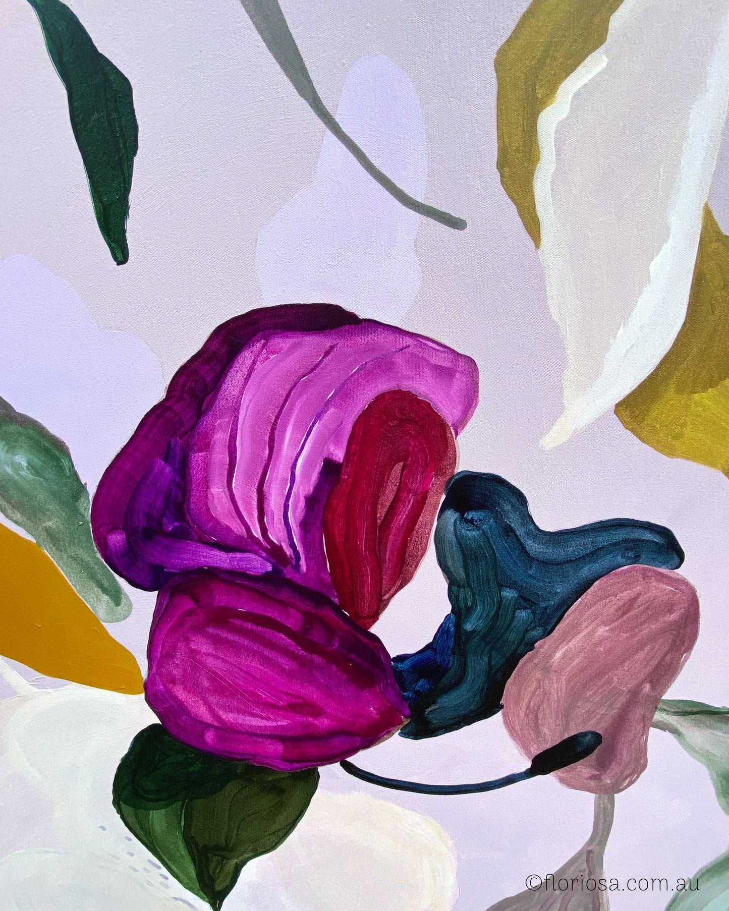 Floral Algorithm - Large Original Framed Painting on Canvas