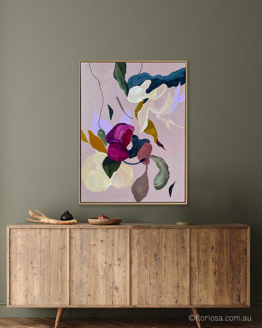 Floral Algorithm - Large Original Framed Painting on Canvas