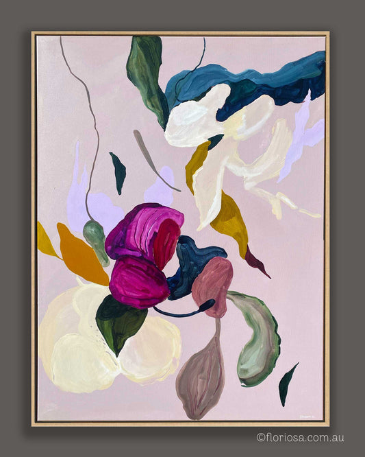 Floral Algorithm - Large Original Framed Painting on Canvas