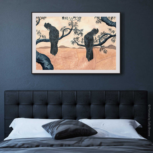 Black Cockatoos at Dusk - Limited Edition Print on Archival Paper