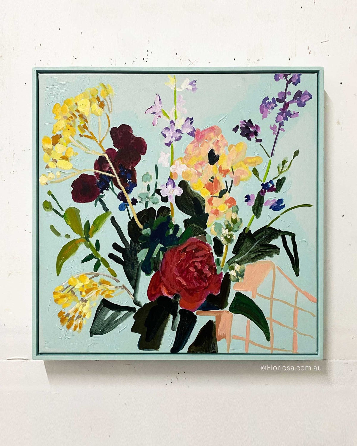Blue Garden Arrangement - original framed oil painting