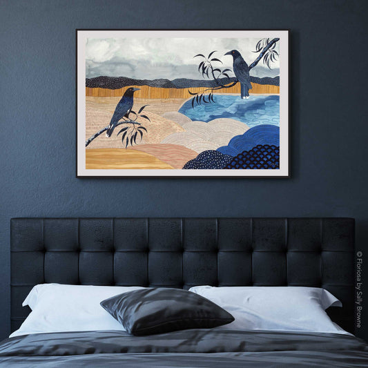 Currawongs at the Billabong - Limited Edition Print on Archival Paper