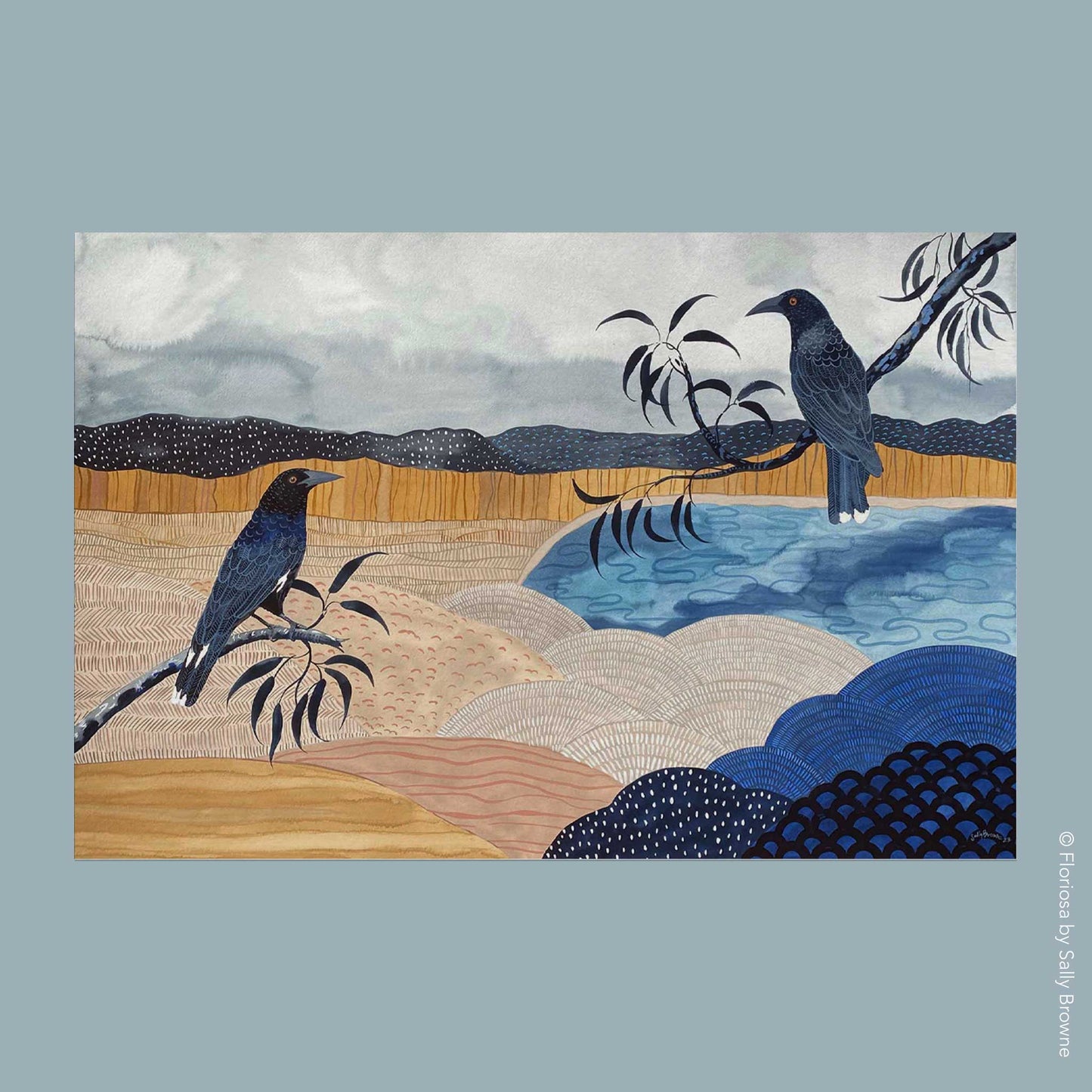 Currawongs at the Billabong - Limited Edition Print on Archival Paper