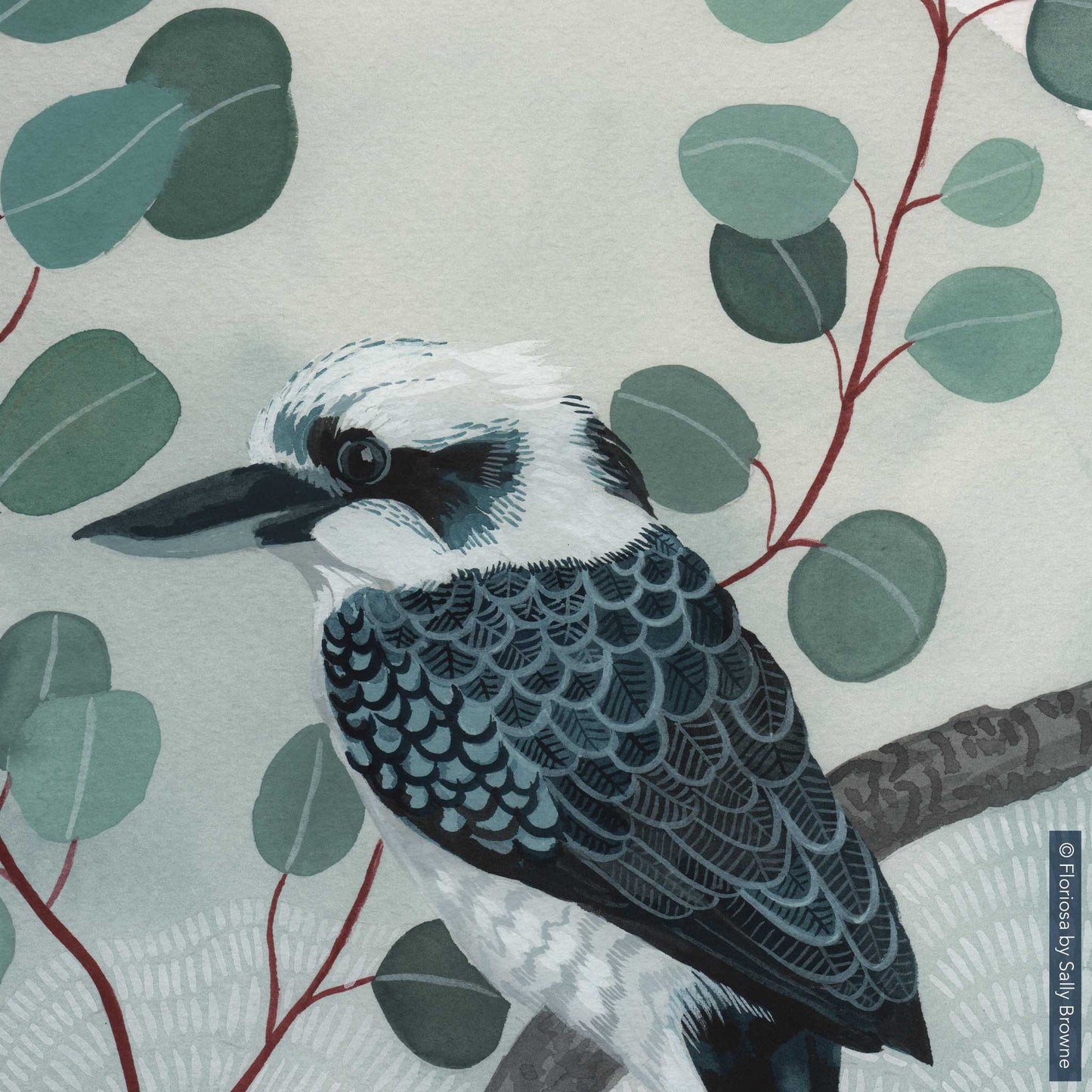 Kawaii Kookaburra and Silver Dollar - Limited Edition Print on Archival Paper