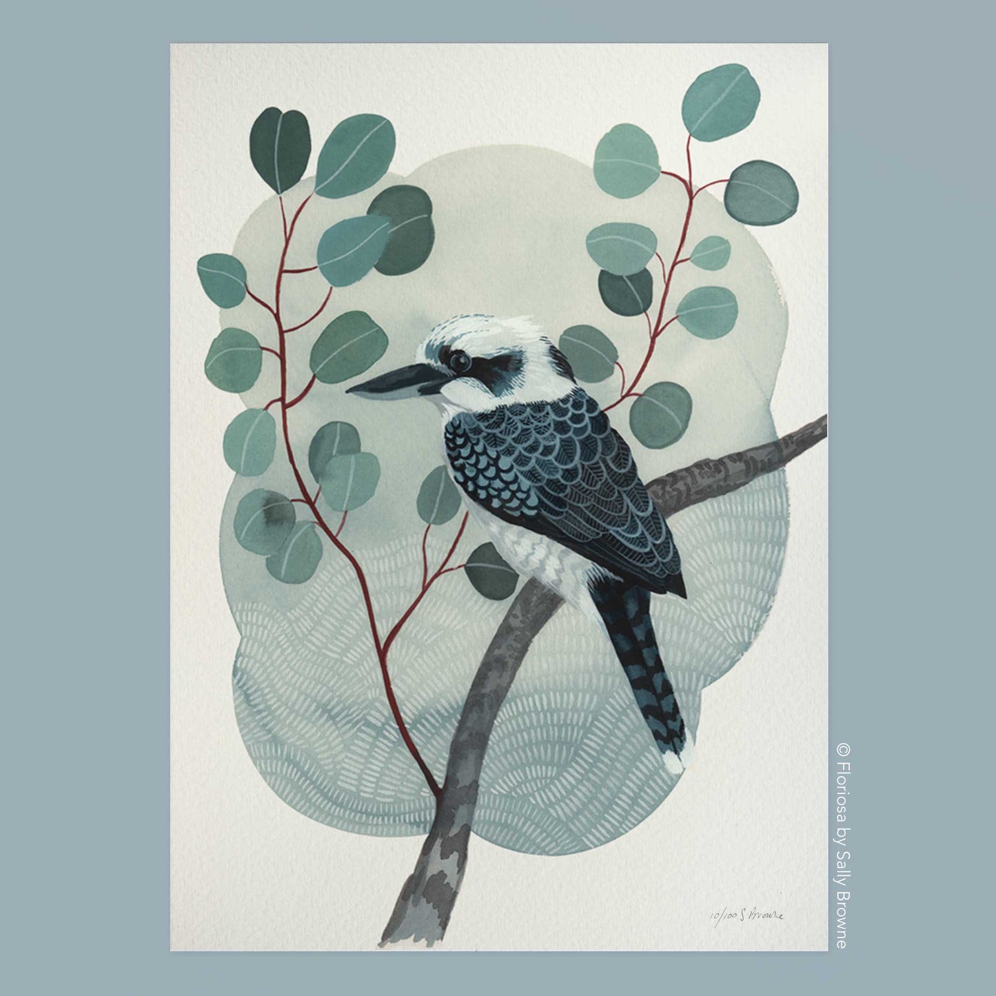 Kawaii Kookaburra and Silver Dollar - Limited Edition Print on Archival Paper