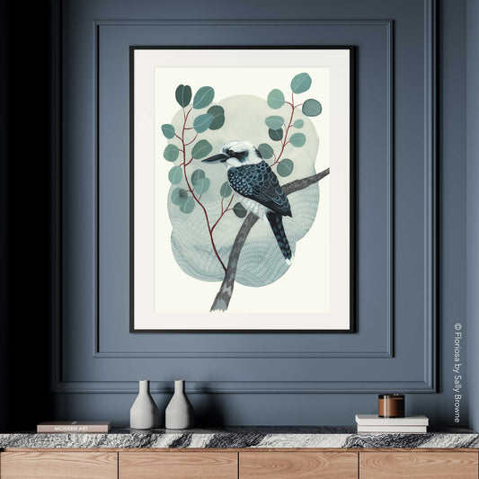 Kawaii Kookaburra and Silver Dollar - Limited Edition Print on Archival Paper