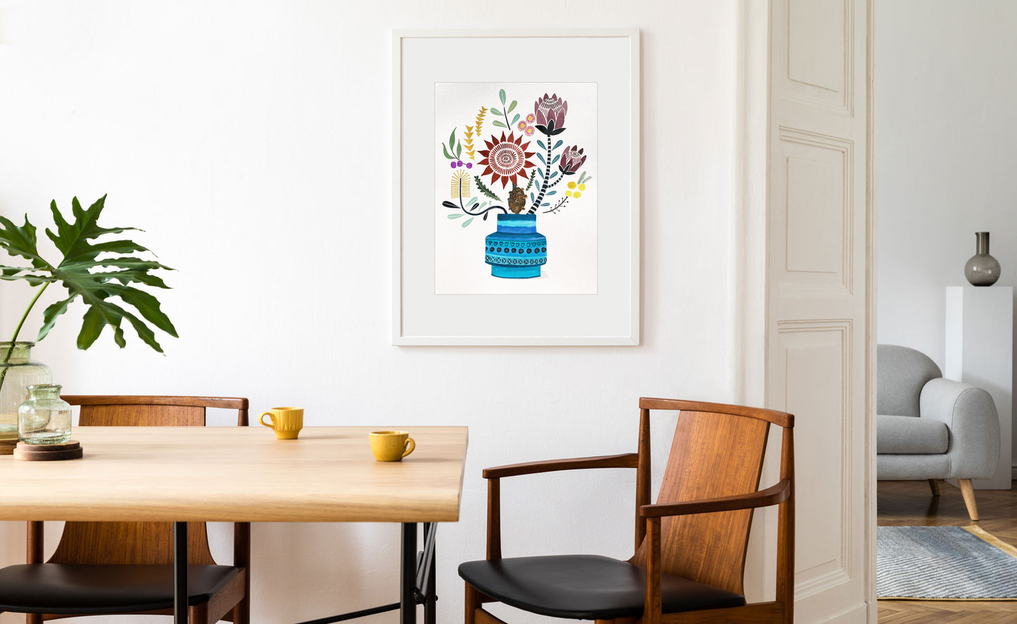 Natives in Bitossi Vase - Original Watercolour Painting