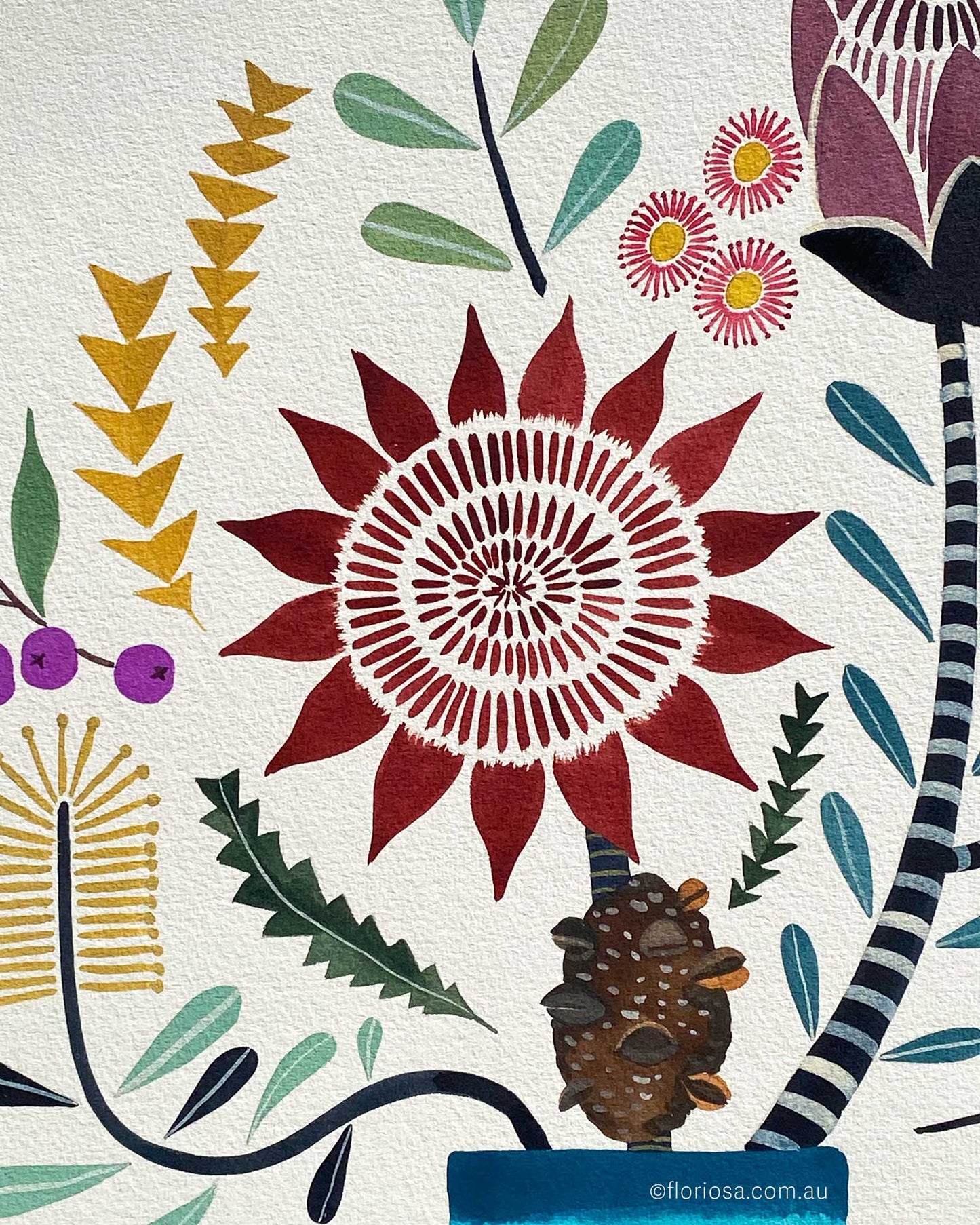 Natives in Bitossi Vase - Original Watercolour Painting