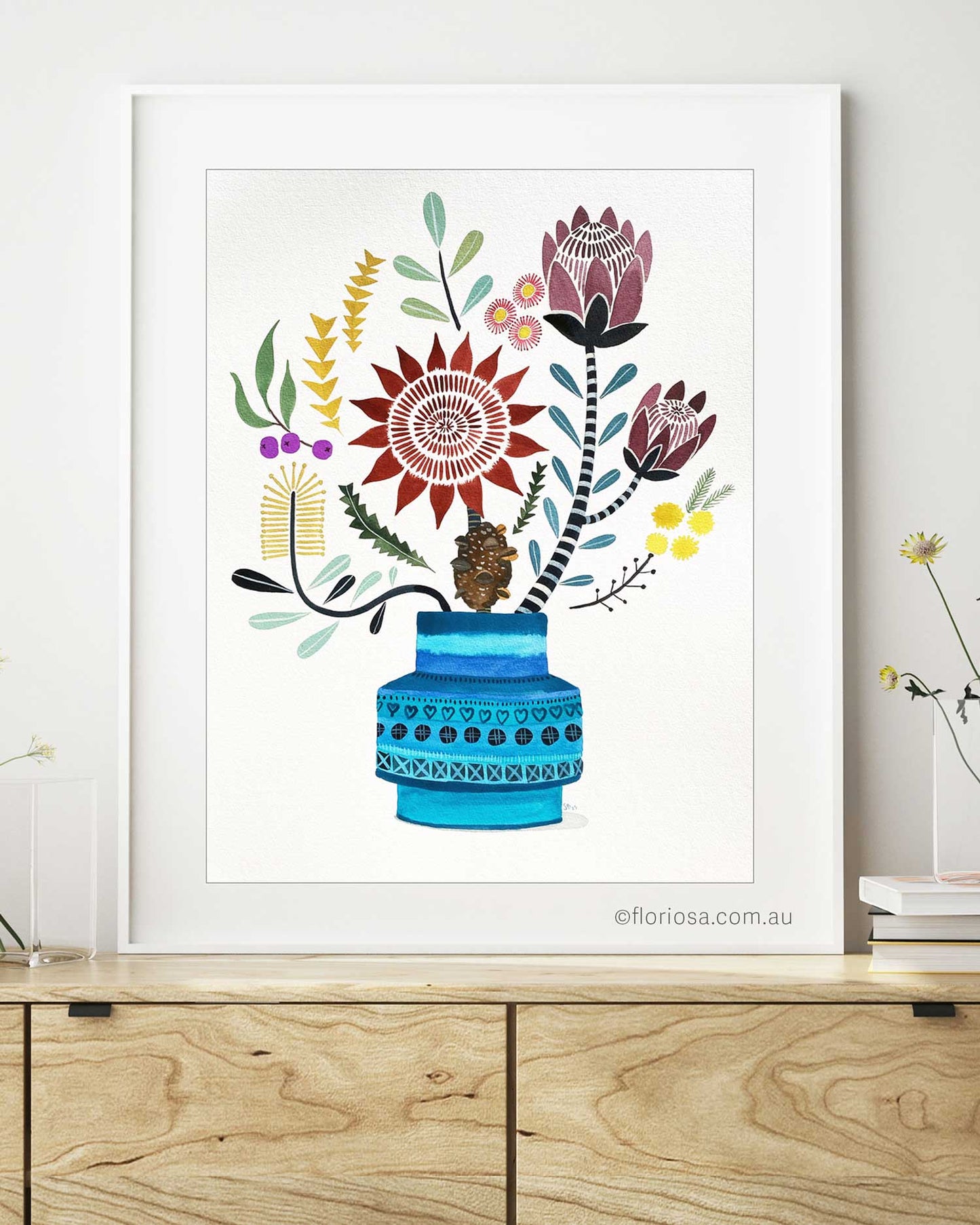 Natives in Bitossi Vase - Original Watercolour Painting