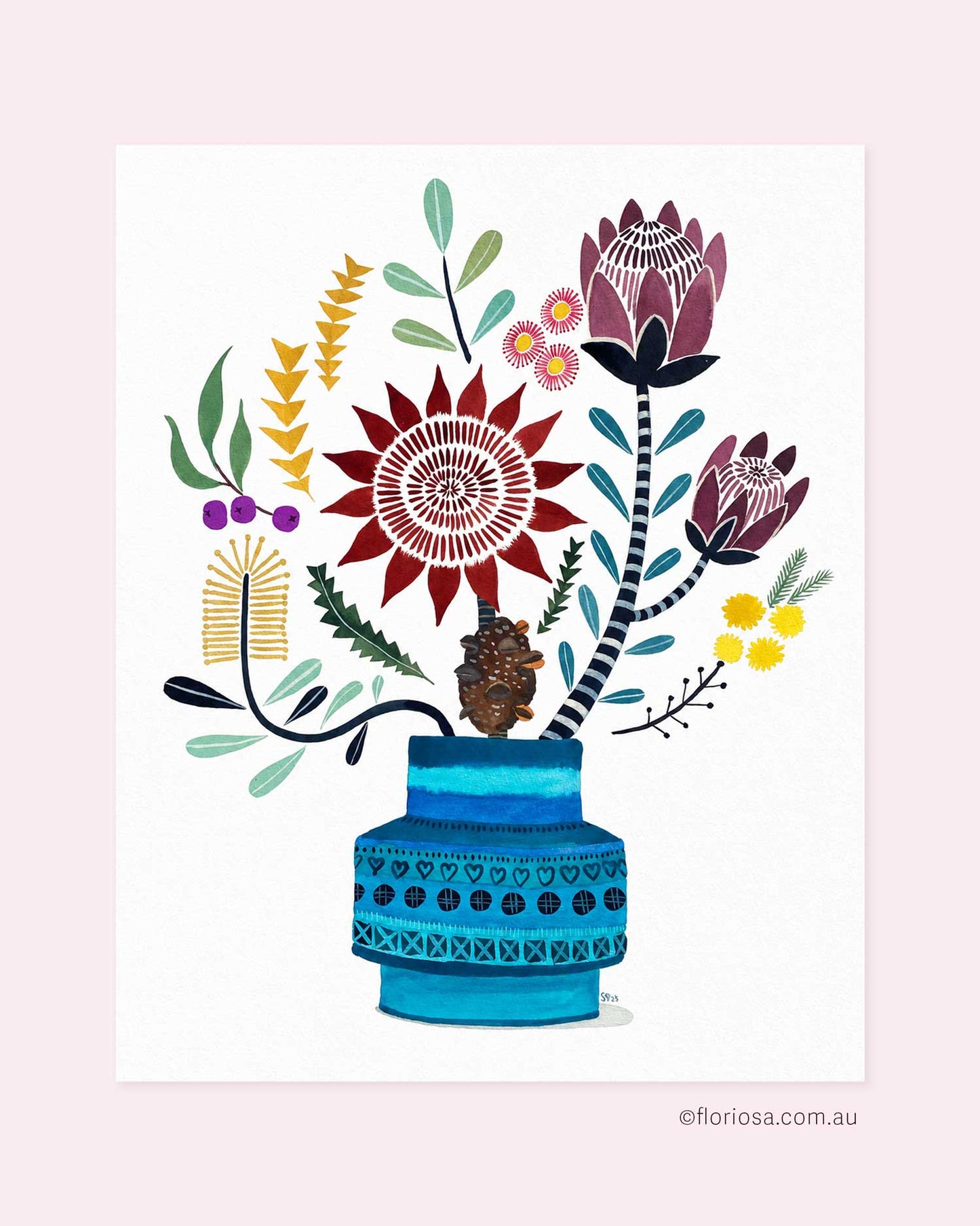 Natives in Bitossi Vase - Original Watercolour Painting