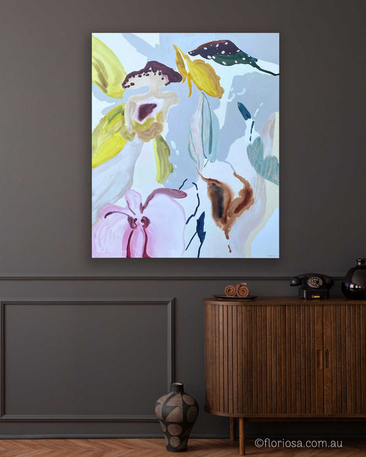 Orchid Bloom - Large Original Painting on Gallery Wrapped Canvas