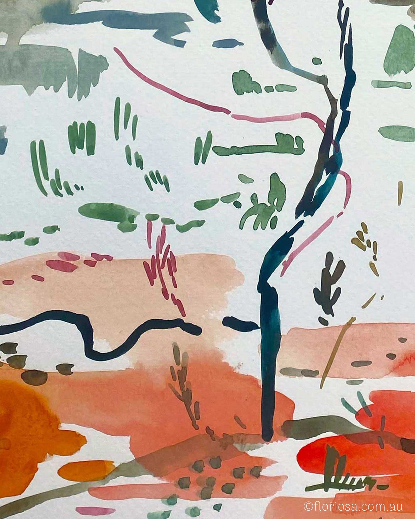 Red Ground Open Skies - Original Watercolour Painting