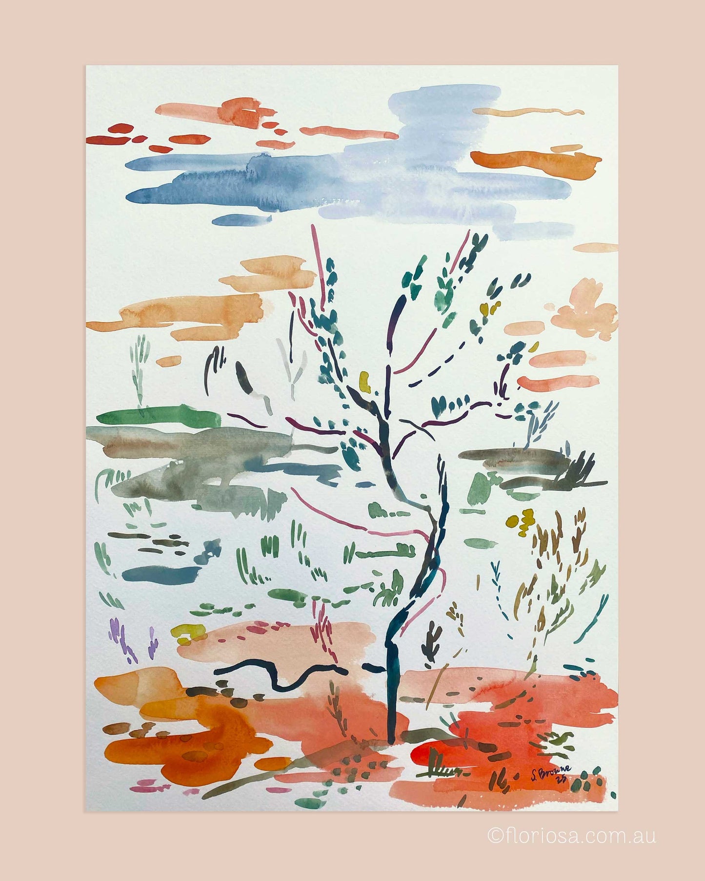 Red Ground Open Skies - Original Watercolour Painting