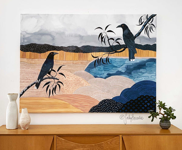 Currawongs at the Billabong, Limited Edition Signed Fine Art Print