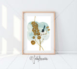 Kawaii Fairy Wren and Stephania, Limited Edition Signed Fine Art Print