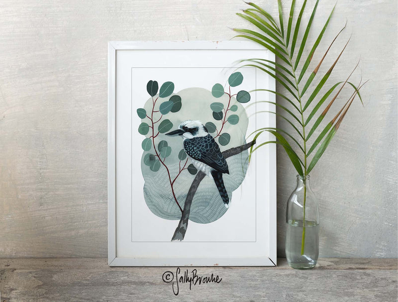 Kookaburra & Silver Dollar Kawaii, Limited Edition Signed Fine Art Print