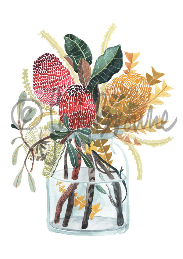 Banksia and Grandiflora Leaves, Limited Edition Signed Fine Art Print
