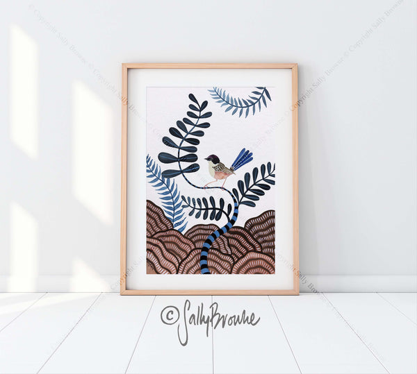 Purple Crowned Fairy Wren, Limited Edition Signed Fine Art Print