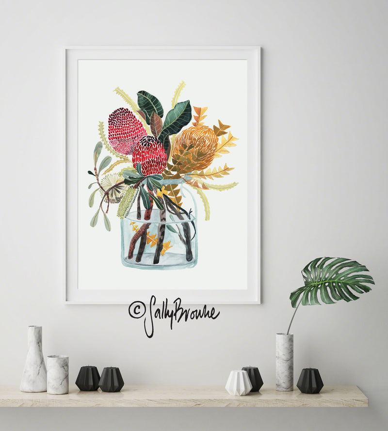 Banksia and Grandiflora Leaves, Limited Edition Signed Fine Art Print