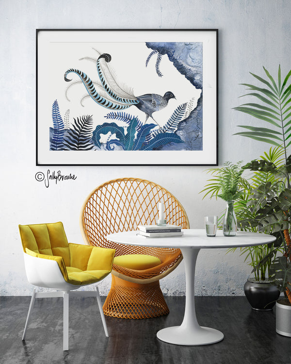 Indigo Lyrebird, Limited Edition Signed Fine Art Print