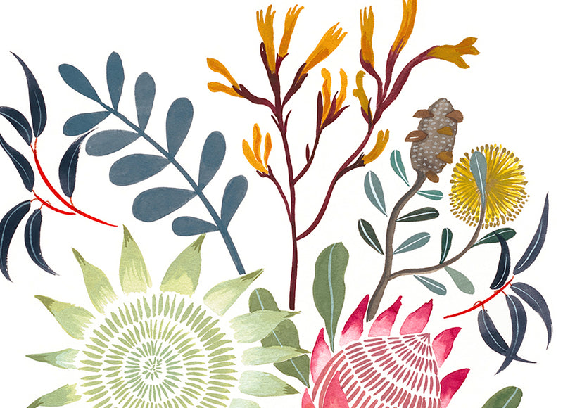 King Protea and Natives in Ceramic Vase, Limited Edition Signed Fine Art Print