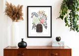 King Protea and Natives in Ceramic Vase, Limited Edition Signed Fine Art Print