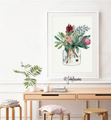 Proteas in Glass Jar Limited Edition Signed Fine Art Print
