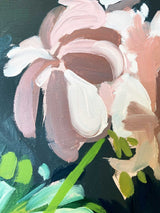 Pink Geraniums in Aqua Bottle original oil painting