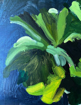 Pink Geraniums in Aqua Bottle original oil painting