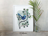 Splendid Fairy Wren and Silver Dollar Eucalyptus, Limited Edition Signed Fine Art Print