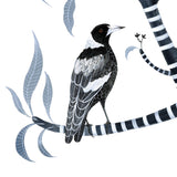 Two for Joy, Australian Magpie and Frangipani, Limited Edition Signed Fine Art print.