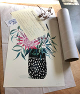 Two for Joy, Australian Magpie and Frangipani, Limited Edition Signed Fine Art print.