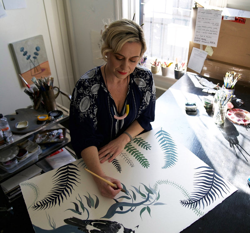 Indigo Cockatoos & Banksia Pines, Limited Edition Signed Fine Art print