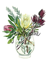 Proteas and Leucadendrons, Limited edition signed Fine Art Print