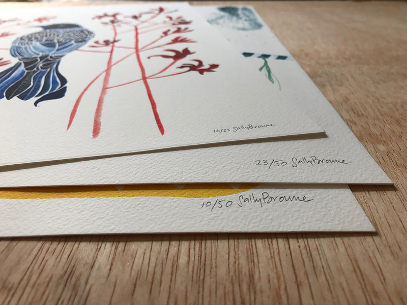 Black Cockatoos and Coastal Banksia, Limited Edition Signed Fine Art Print