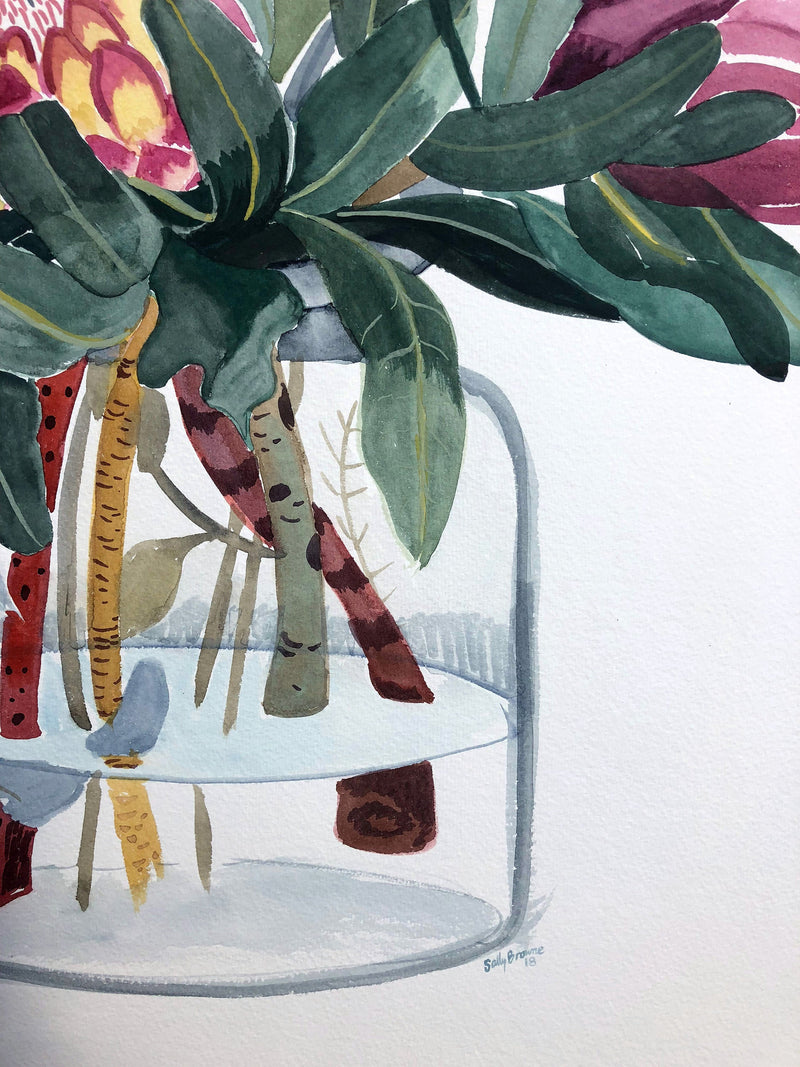 Proteas in Glass Jar Limited Edition Signed Fine Art Print