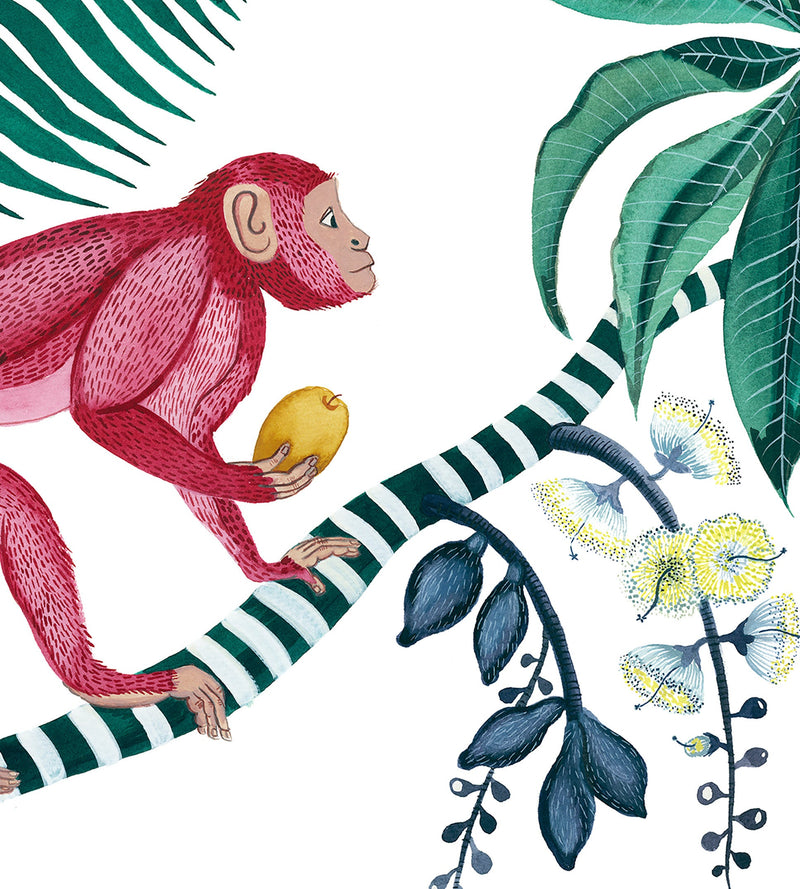Pink Monkeys and Palms, Limited Edition Signed Fine Art Print